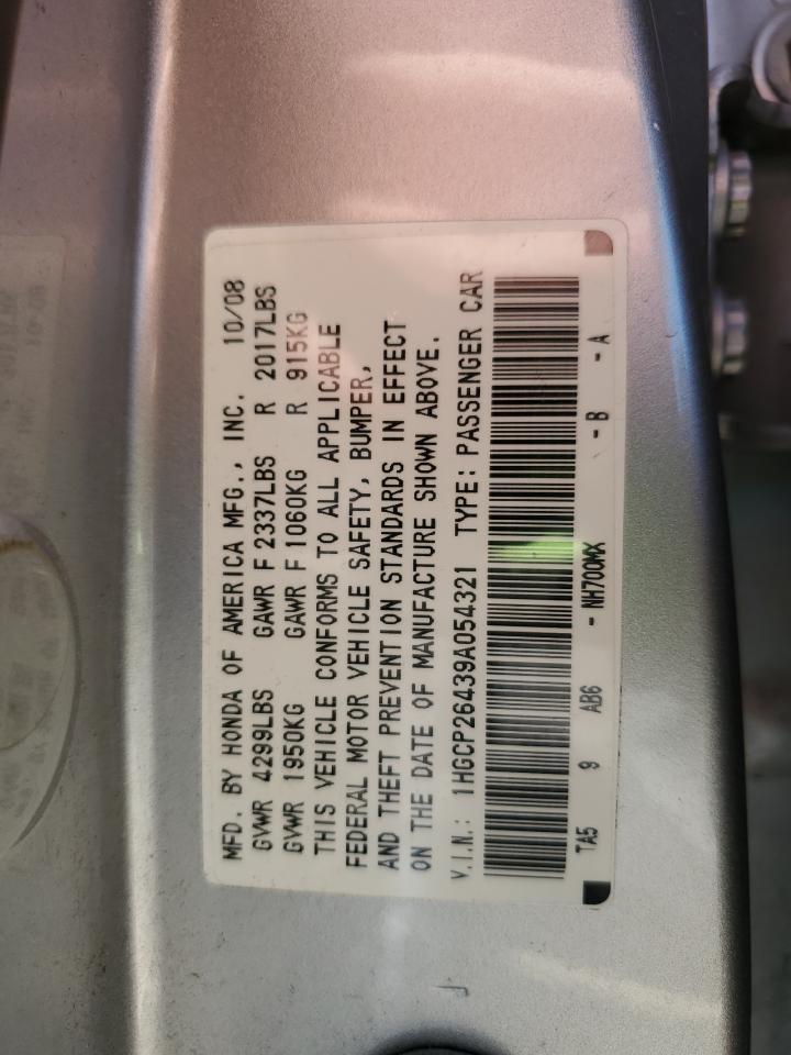 2009 Honda Accord Lxp VIN: 1HGCP26439A054321 Lot: 61577655