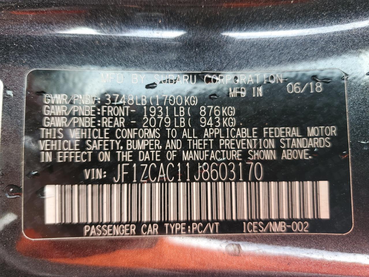 2018 Subaru Brz 2.0 Limited VIN: JF1ZCAC11J8603170 Lot: 58993655