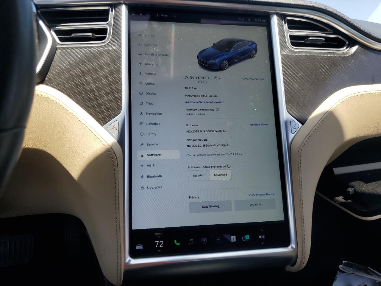 2014 Tesla Model S VIN: 5YJSA1H14EFP44945 Lot: 61503425