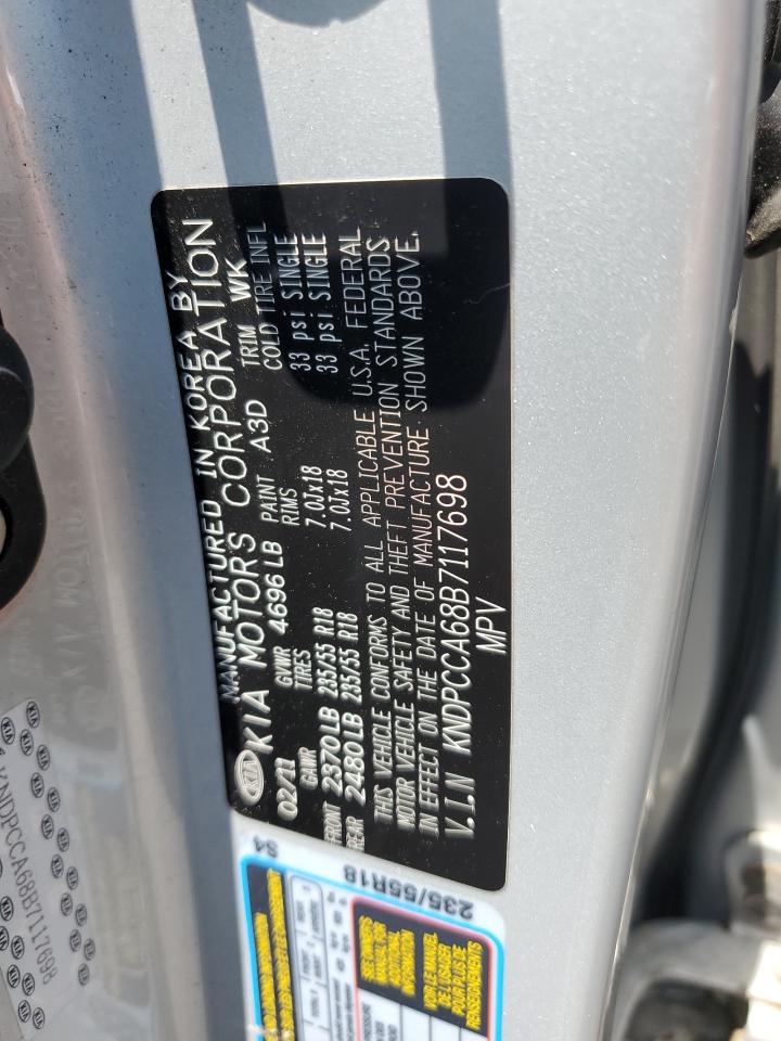 2011 Kia Sportage Ex VIN: KNDPCCA68B7117698 Lot: 61861935