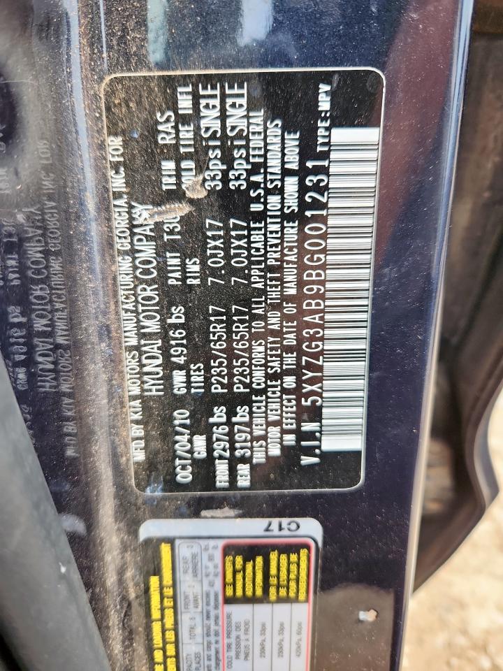 HYUNDAI SANTA FE 2011 VIN 5XYZG3AB9BG001231 photo 12