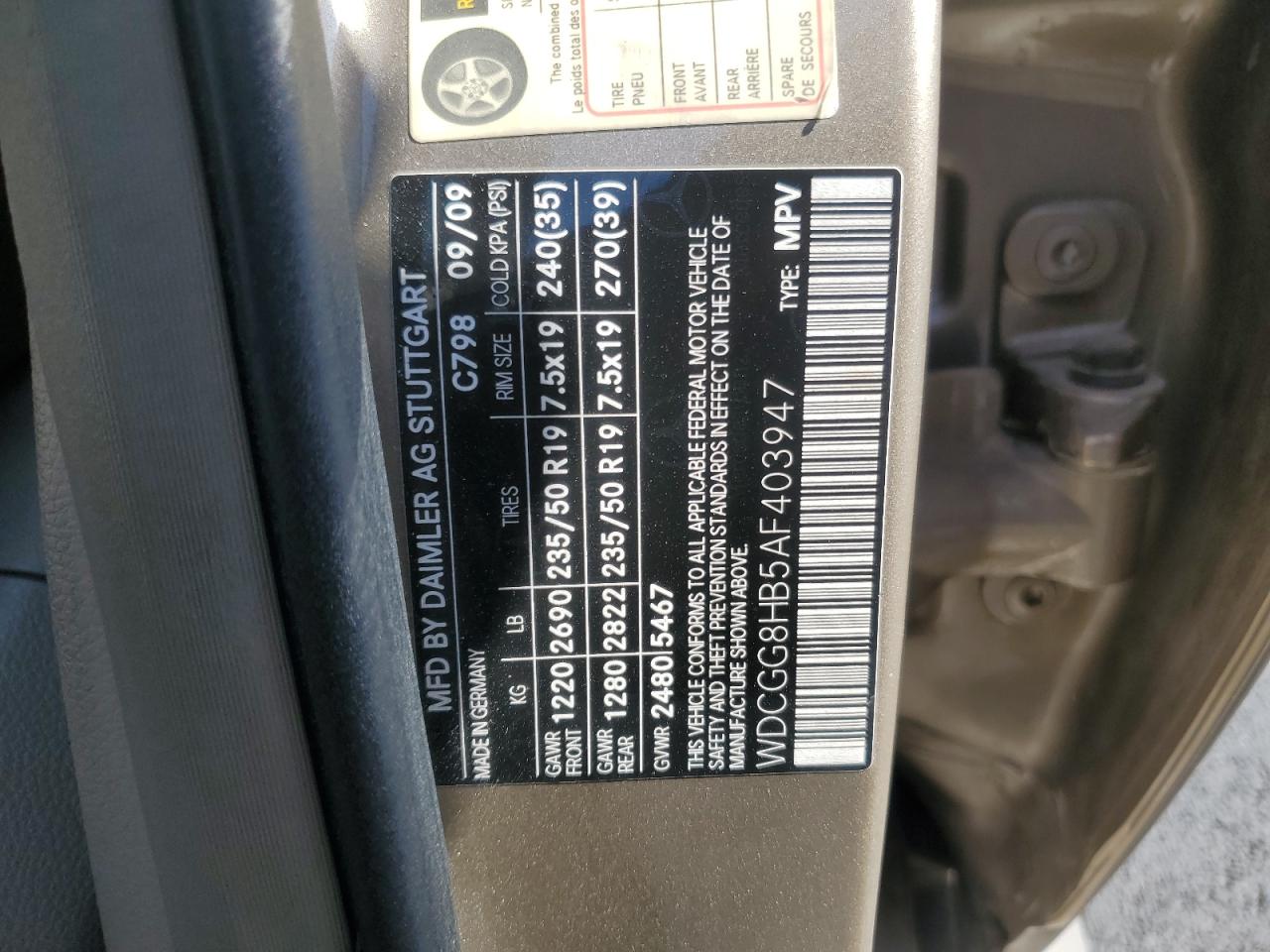 2010 Mercedes-Benz Glk 350 4Matic VIN: WDCGG8HB5AF403947 Lot: 62021655