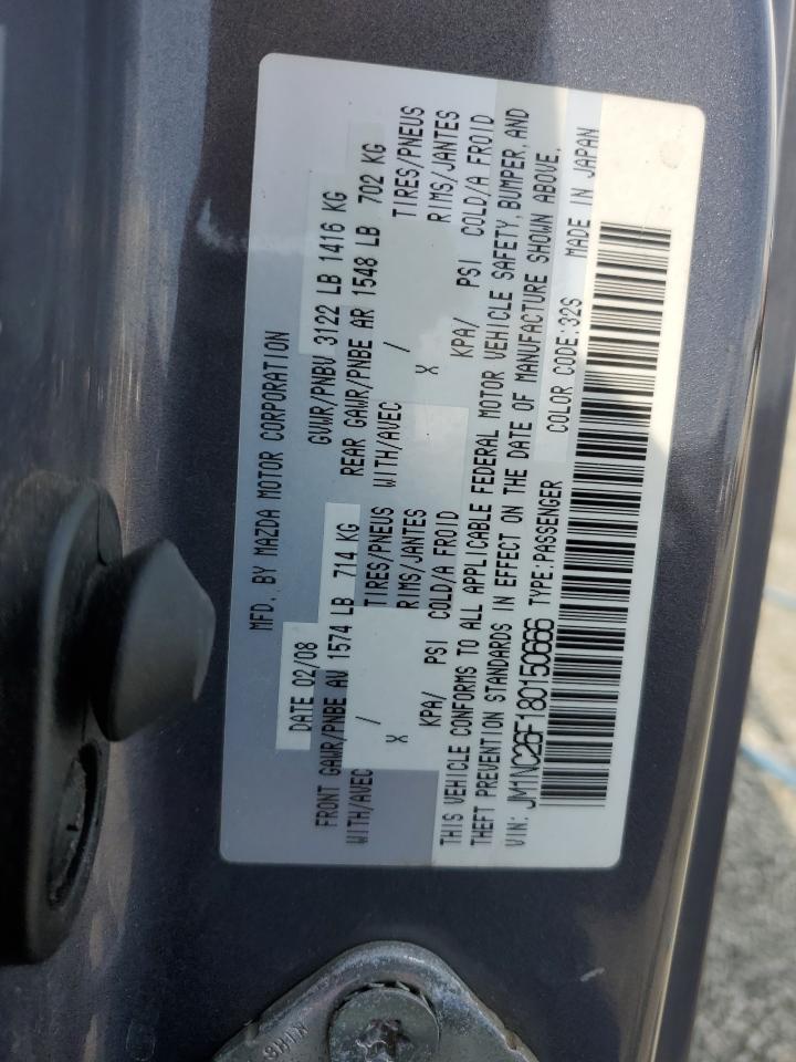 2008 Mazda Mx-5 Miata VIN: JM1NC26F180150666 Lot: 59139755