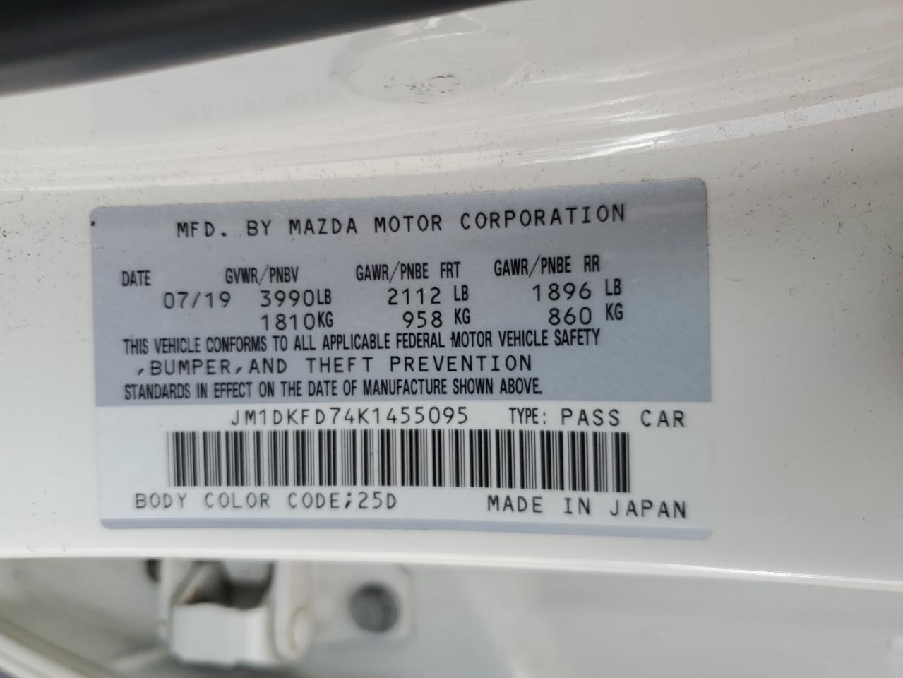 2019 Mazda Cx-3 Grand Touring VIN: JM1DKFD74K1455095 Lot: 59548595