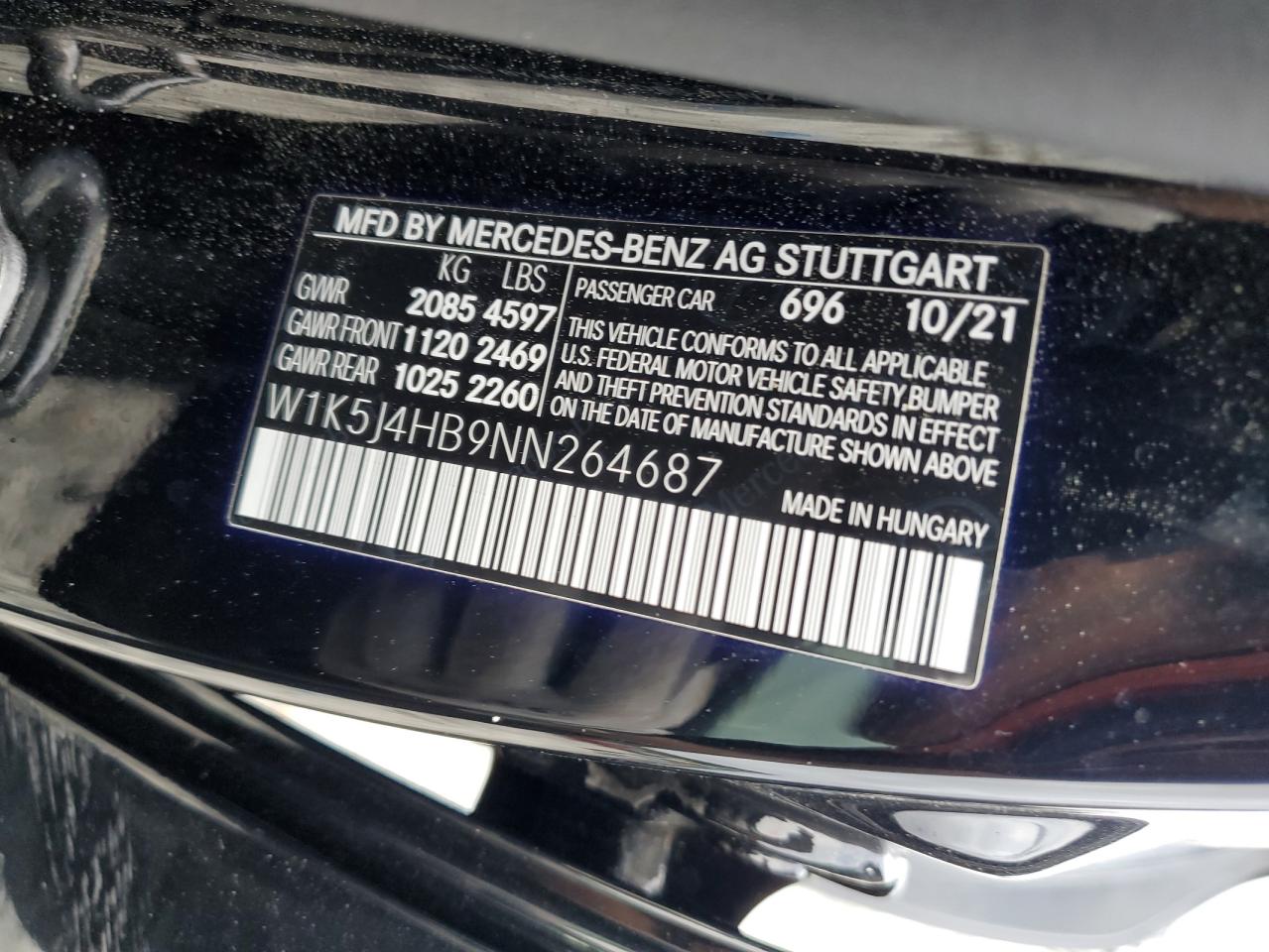 2022 Mercedes-Benz Cla 250 4Matic VIN: W1K5J4HB9NN264687 Lot: 60643265