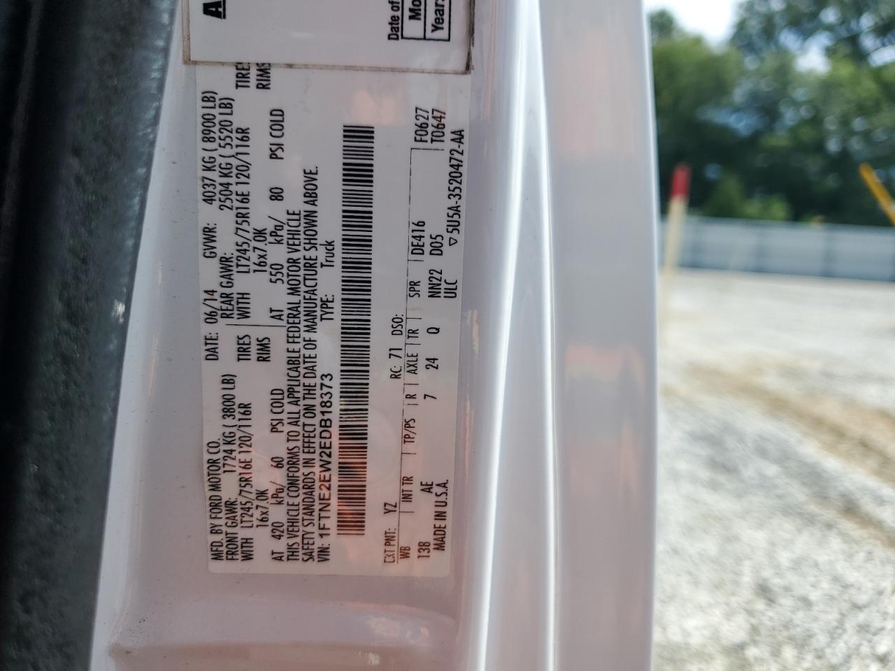 2014 Ford Econoline E250 Van VIN: 1FTNE2EW2EDB18373 Lot: 60790415