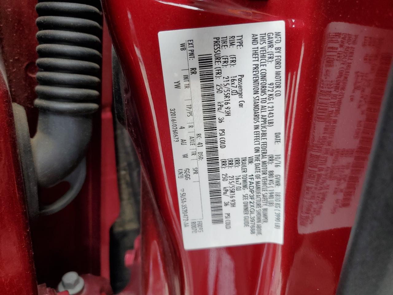 2016 Ford Focus Se VIN: 1FADP3F2XGL397688 Lot: 60301675