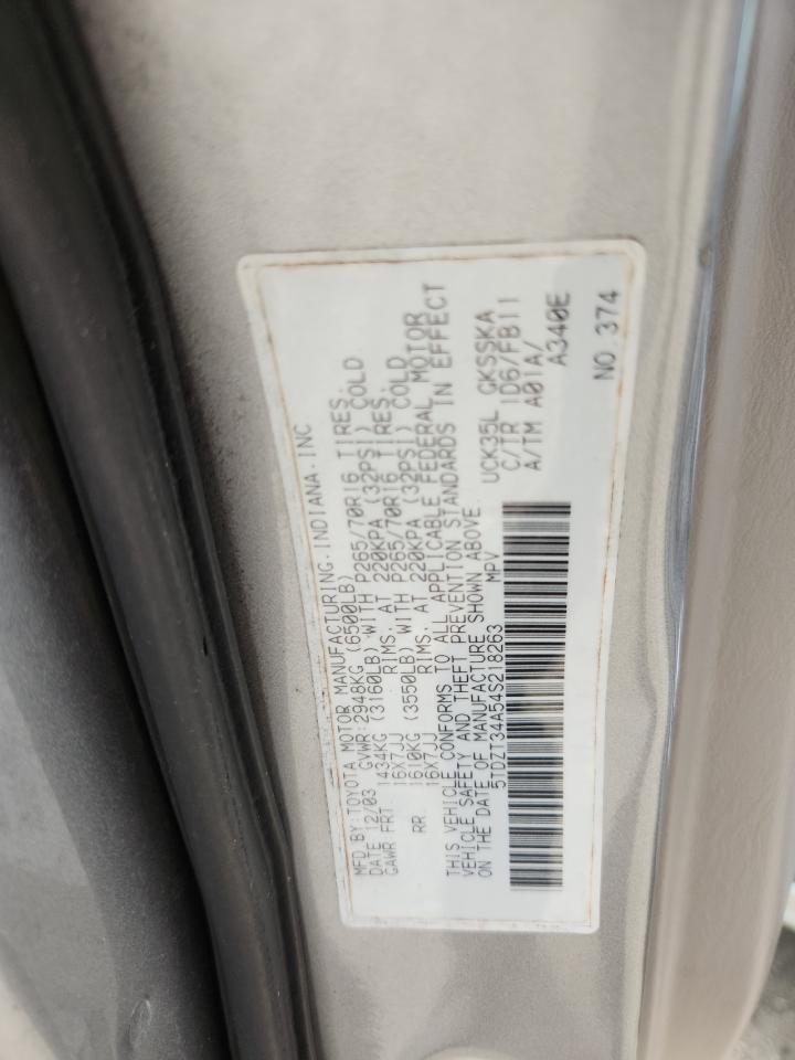 2004 Toyota Sequoia Sr5 VIN: 5TDZT34A54S218263 Lot: 63020745