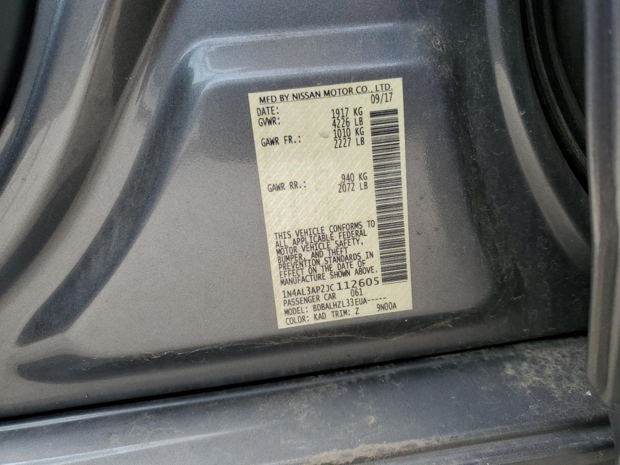 NISSAN ALTIMA 2018 VIN 1N4AL3AP2JC112605 photo 12