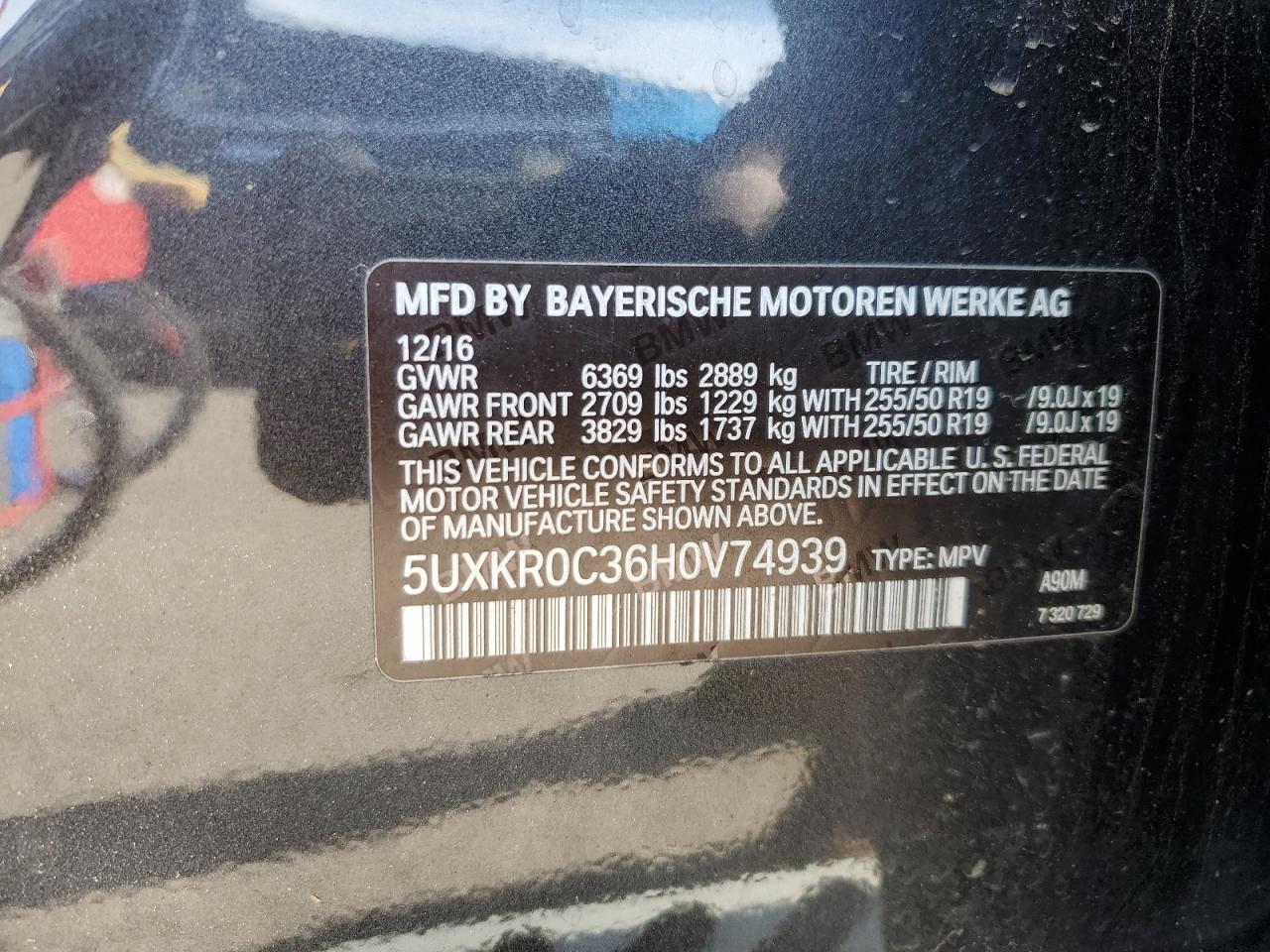 2017 BMW X5 xDrive35I VIN: 5UXKR0C36H0V74939 Lot: 63111145