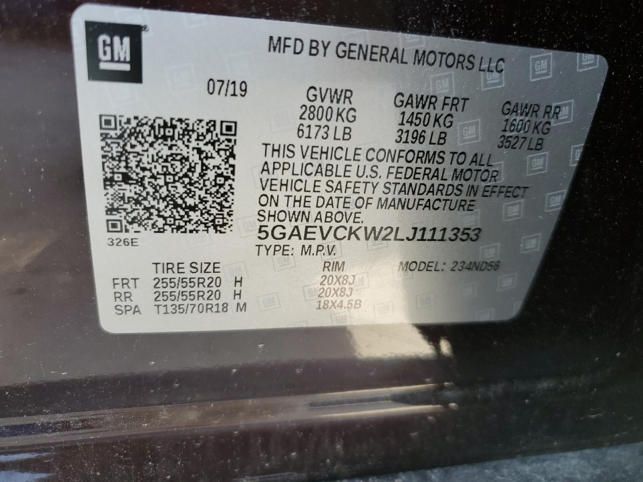 2020 Buick Enclave Avenir VIN: 5GAEVCKW2LJ111353 Lot: 62305855