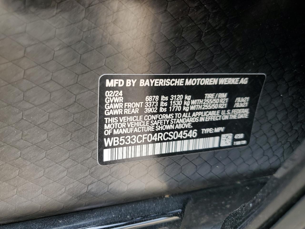 2024 BMW Ix M60 VIN: WB533CF04RCS04546 Lot: 59506265
