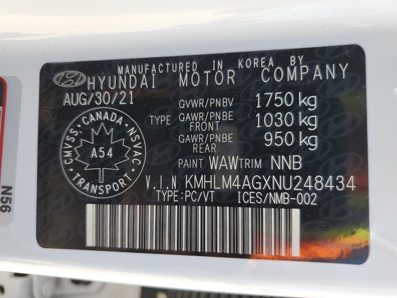 2022 Hyundai Elantra Sel VIN: KMHLM4AGXNU248434 Lot: 63117865