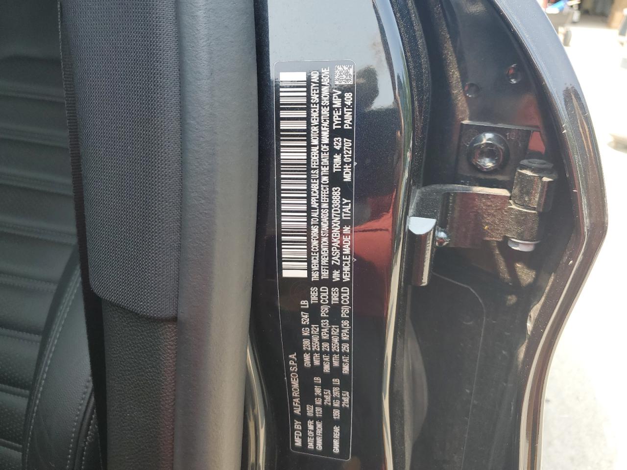 2022 Alfa Romeo Stelvio Ti VIN: ZASPAKBNXN7D38883 Lot: 60539365