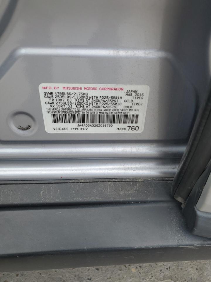 2016 Mitsubishi Outlander Se VIN: JA4AD3A32GZ036730 Lot: 59805085