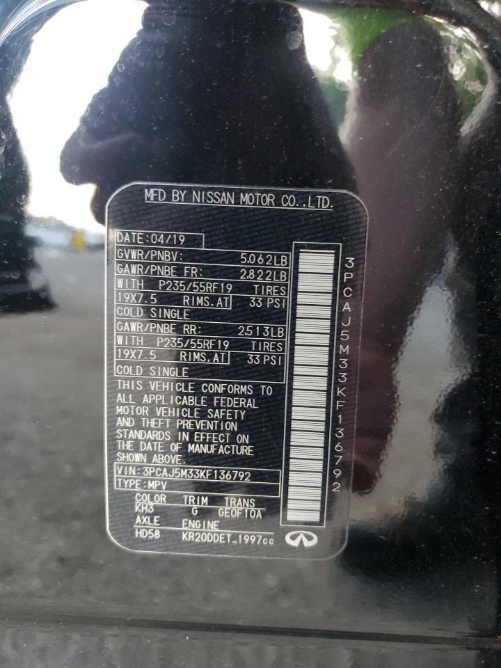 2019 Infiniti Qx50 Essential VIN: 3PCAJ5M33KF136792 Lot: 62144435