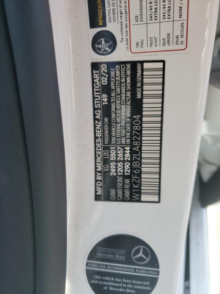 2020 Mercedes-Benz E 450 4Matic VIN: W1KZF6JB2LA827804 Lot: 61747145