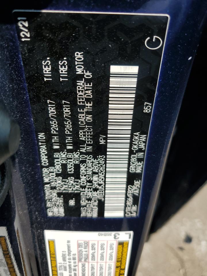 2022 Toyota 4Runner Sr5 VIN: JTEEU5JR5N5262493 Lot: 58787275