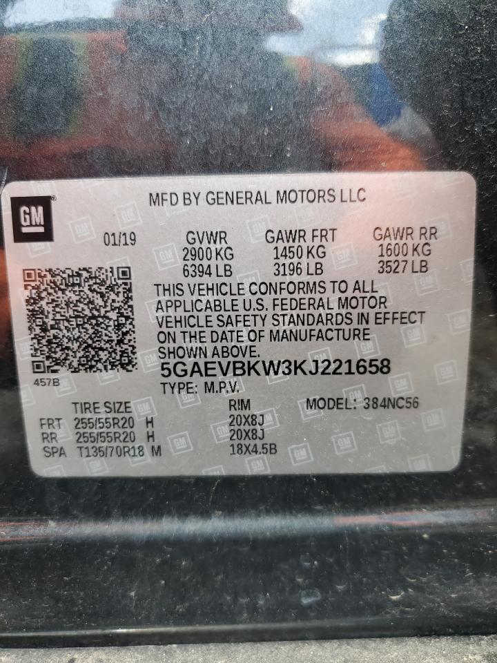 2019 Buick Enclave Premium VIN: 5GAEVBKW3KJ221658 Lot: 60563365