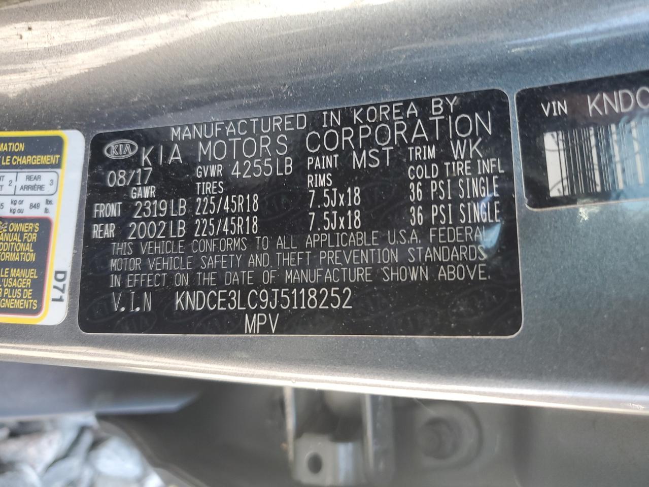 2018 Kia Niro Touring VIN: KNDCE3LC9J5118252 Lot: 62468775