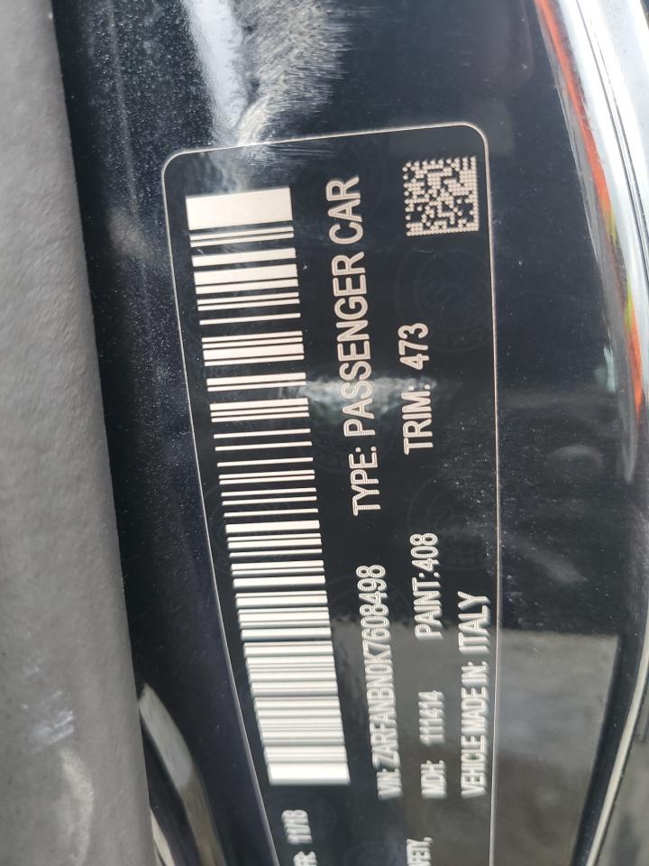 2019 Alfa Romeo Giulia Ti VIN: ZARFANBN0K7608498 Lot: 61263775