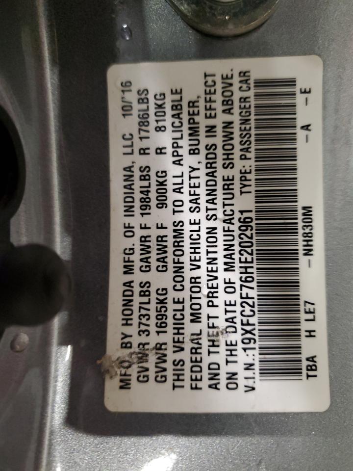 2017 Honda Civic Ex VIN: 19XFC2F76HE202961 Lot: 63000285