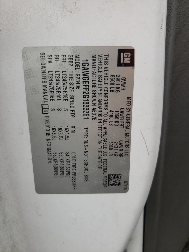 2016 Chevrolet Express G2500 Ls VIN: 1GAWGEFF2G1333361 Lot: 61285515