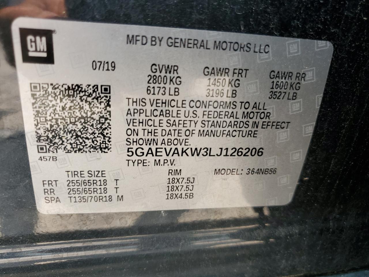 2020 Buick Enclave Essence VIN: 5GAEVAKW3LJ126206 Lot: 59704665