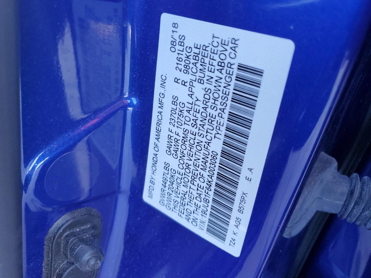 2019 Acura Tlx Technology VIN: 19UUB1F64KA003060 Lot: 61961425