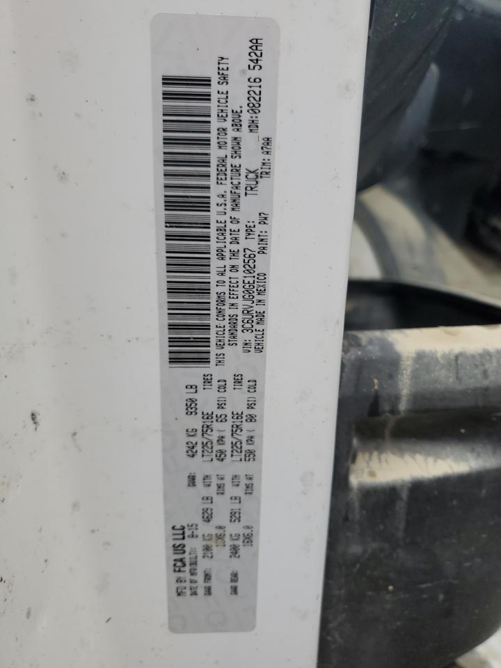 2016 Ram Promaster 3500 3500 High VIN: 3C6URVJG0GE102567 Lot: 61152815