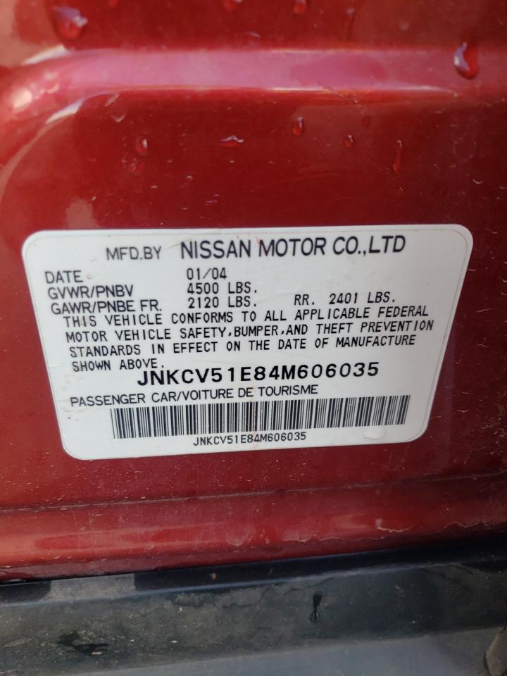 2004 Infiniti G35 VIN: JNKCV51E84M606035 Lot: 59556555