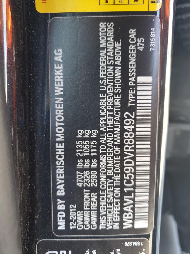 2013 BMW X1 xDrive28I VIN: WBAVL1C59DVR88492 Lot: 62768065