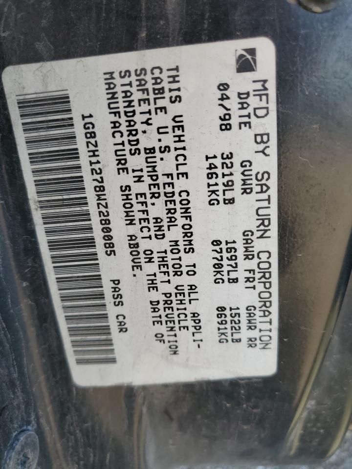 1998 Saturn Sc2 VIN: 1G8ZH1278WZ280085 Lot: 62767845