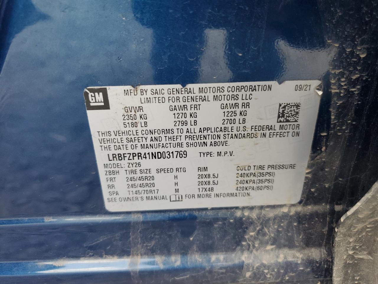 2022 Buick Envision Essence VIN: LRBFZPR41ND031769 Lot: 62291385