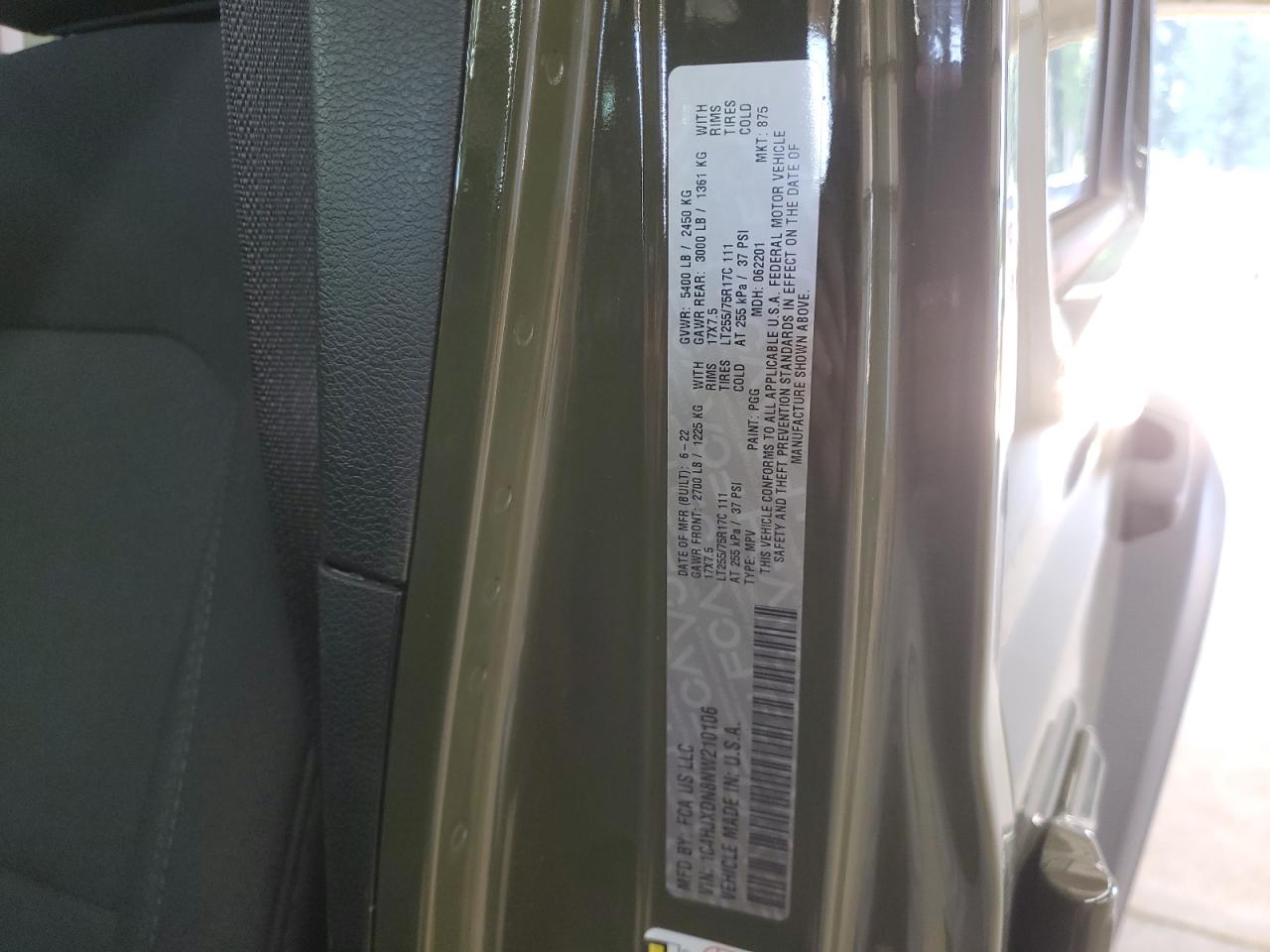 2022 Jeep Wrangler Unlimited Sport VIN: 1C4HJXDN8NW210106 Lot: 62480705