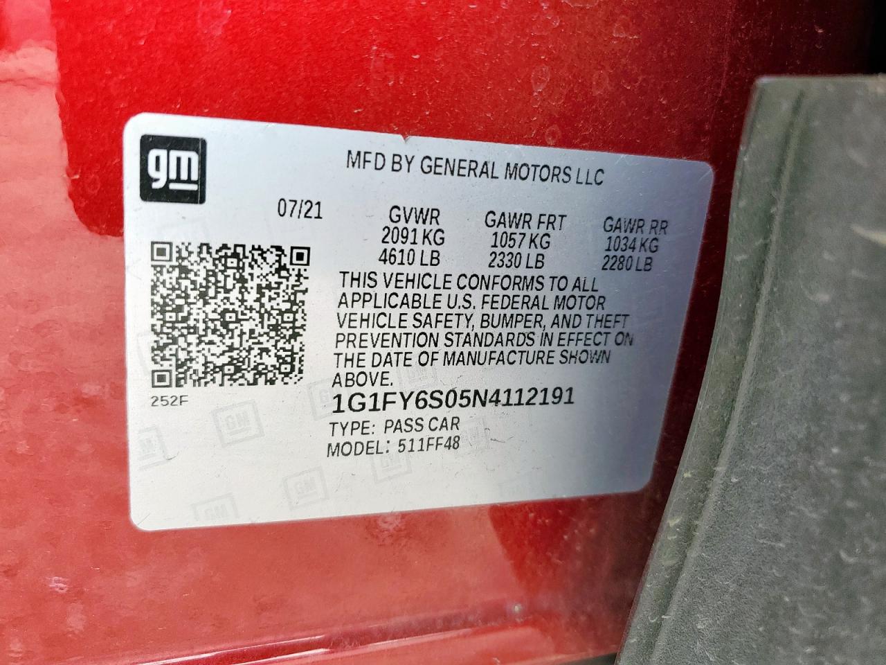 2022 Chevrolet Bolt Euv Lt VIN: 1G1FY6S05N4112191 Lot: 61476695
