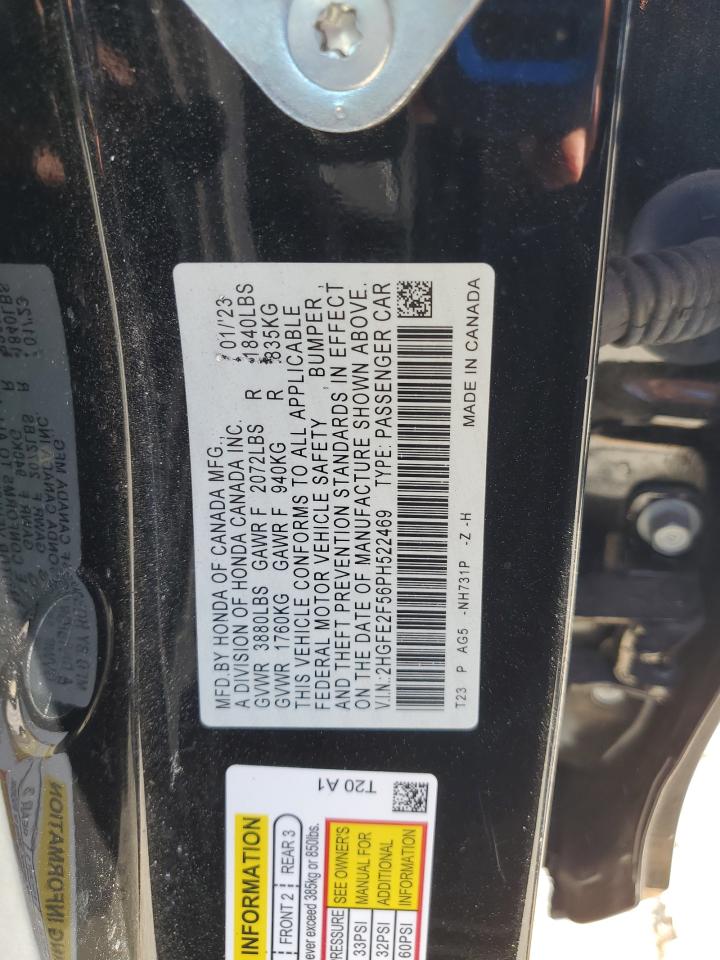2023 Honda Civic Sport VIN: 2HGFE2F56PH522469 Lot: 61542815