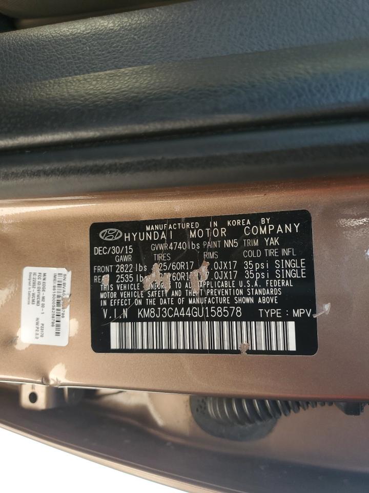 2016 Hyundai Tucson Limited VIN: KM8J3CA44GU158578 Lot: 60123115