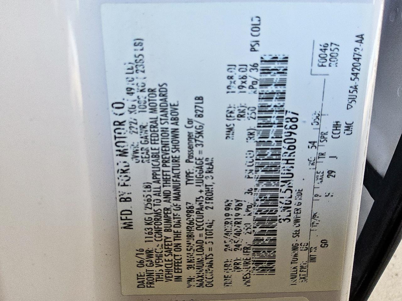 2017 Lincoln Mkz Hybrid Reserve VIN: 3LN6L5MU8HR609887 Lot: 59359855