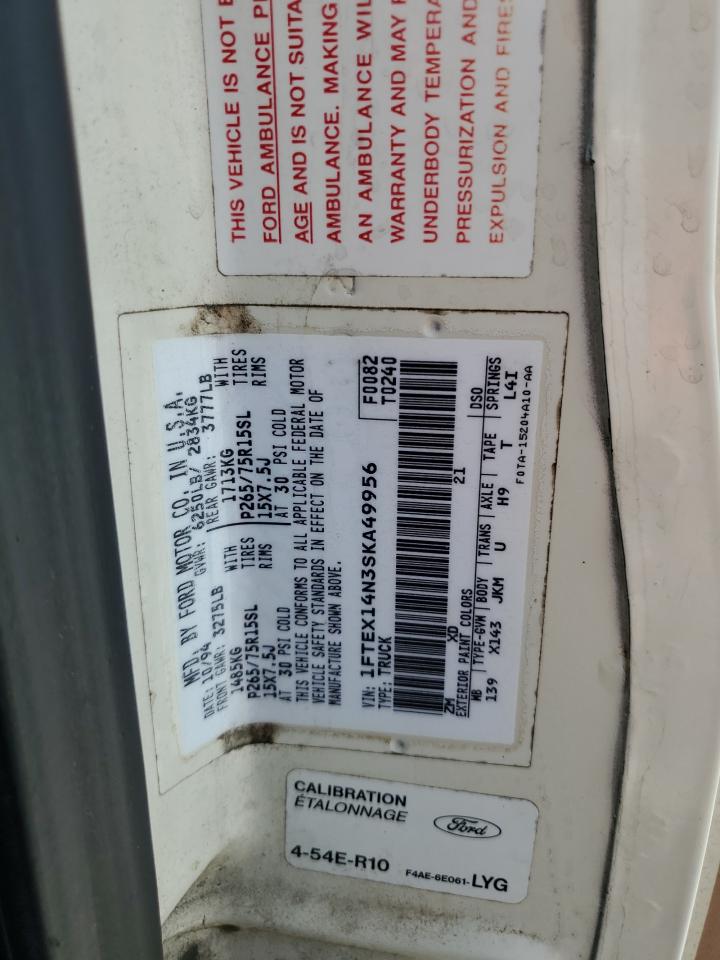 1995 Ford F150 VIN: 1FTEX14N3SKA49956 Lot: 59185465