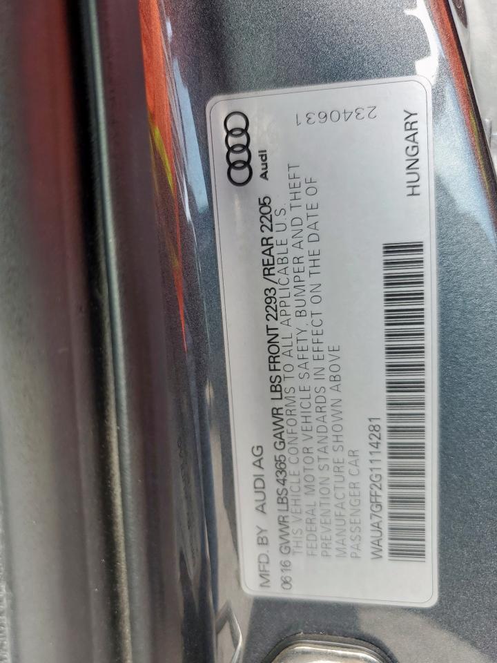 2016 Audi A3 Premium VIN: WAUA7GFF2G1114281 Lot: 59444035
