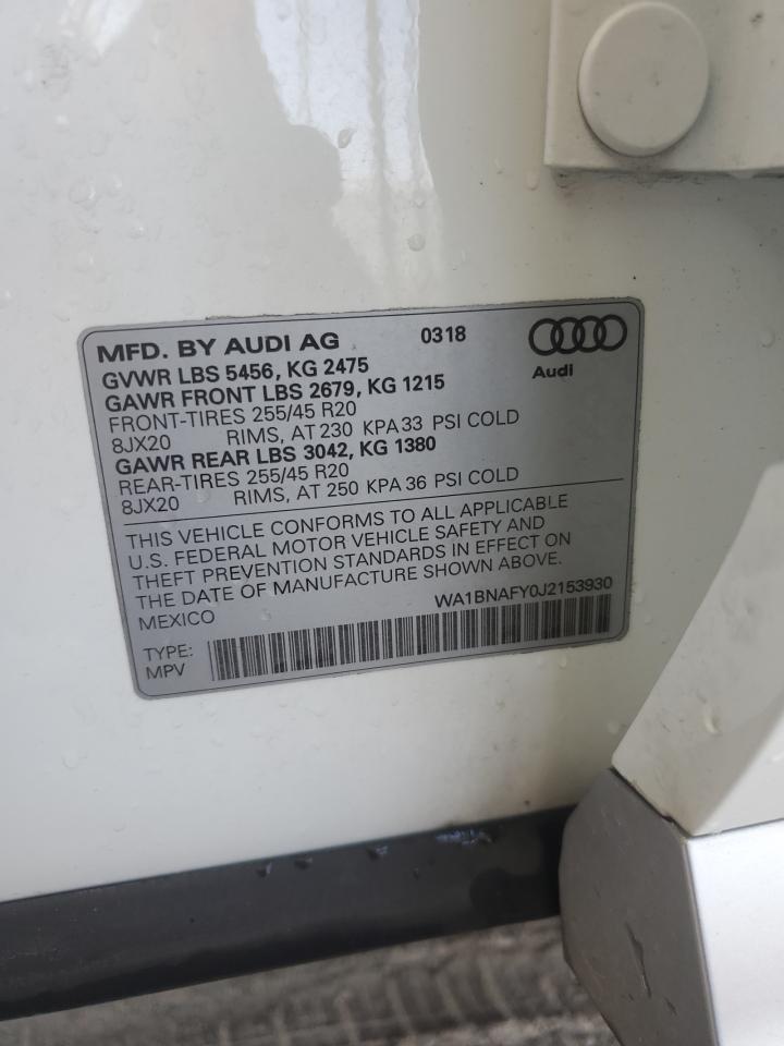 2018 Audi Q5 Premium Plus VIN: WA1BNAFY0J2153930 Lot: 61966275