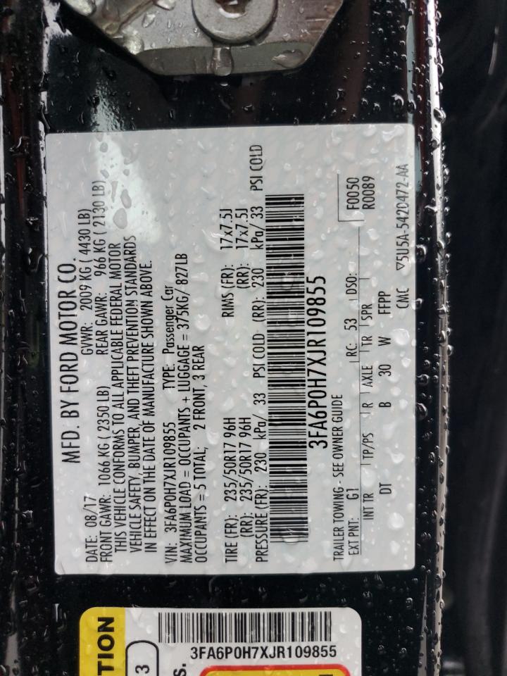 2018 Ford Fusion Se VIN: 3FA6P0H7XJR109855 Lot: 62866975
