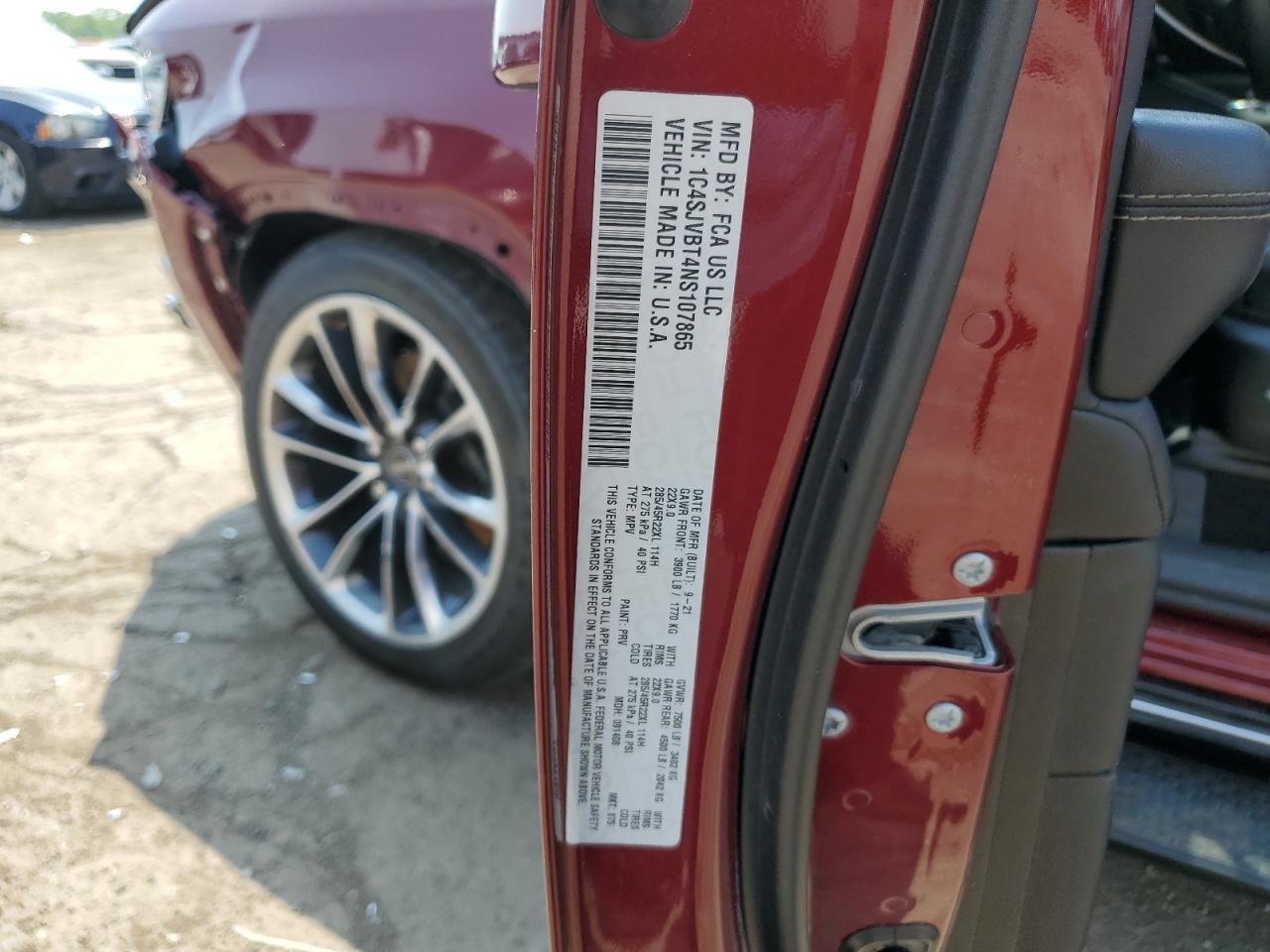 2022 Jeep Wagoneer Series Ii VIN: 1C4SJVBT4NS107865 Lot: 62695825