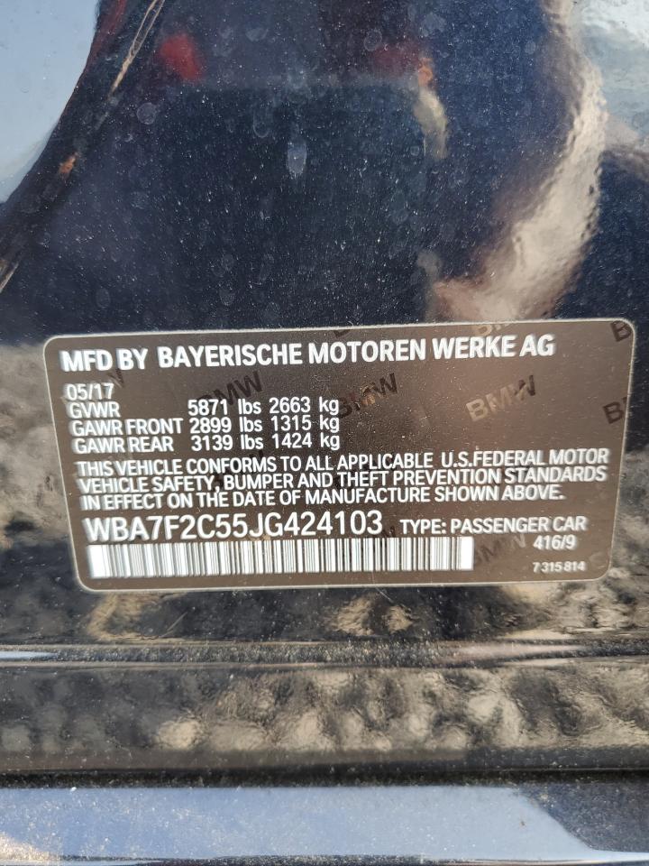 2018 BMW 750 Xi VIN: WBA7F2C55JG424103 Lot: 59509205