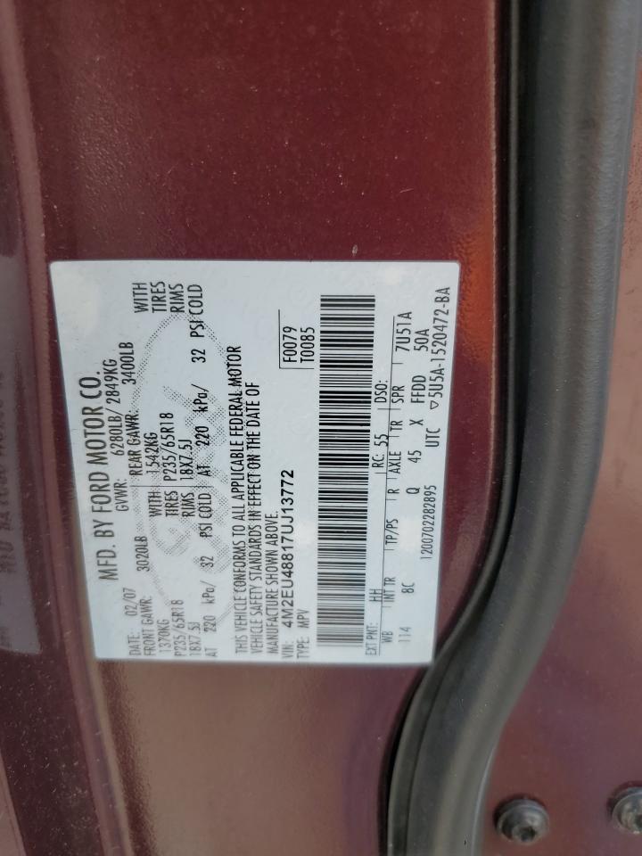2007 Mercury Mountaineer Premier VIN: 4M2EU48817UJ13772 Lot: 61810725