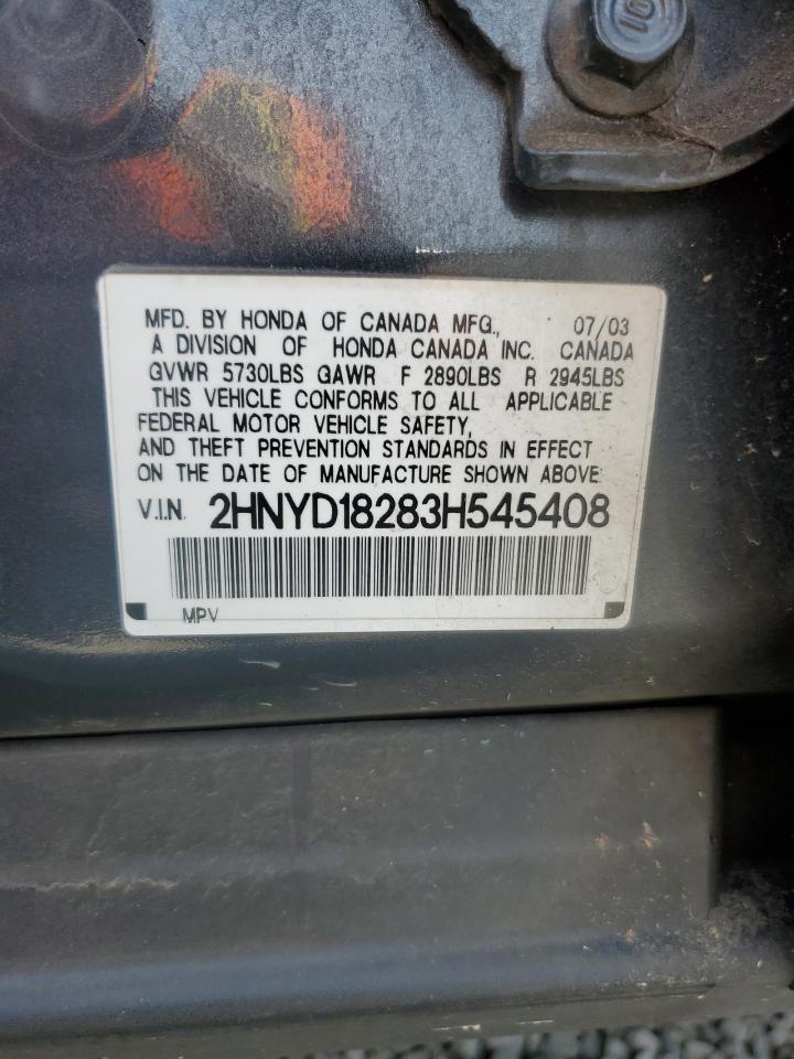 2003 Acura Mdx VIN: 2HNYD18283H545408 Lot: 62146235