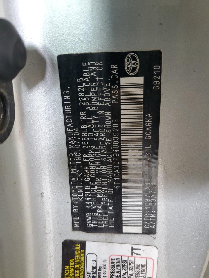 2004 Toyota Camry Solara Se VIN: 4T1CA30P94U039205 Lot: 61669505