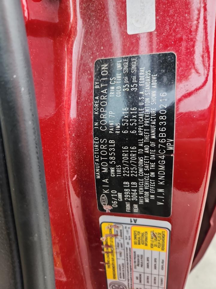 2011 Kia Sedona Lx VIN: KNDMG4C76B6380216 Lot: 61461555