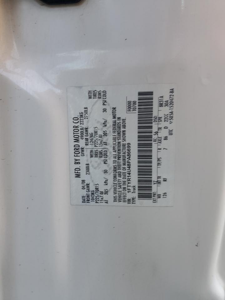 2008 Ford Ranger Super Cab VIN: 1FTYR14U48PA86699 Lot: 59012515